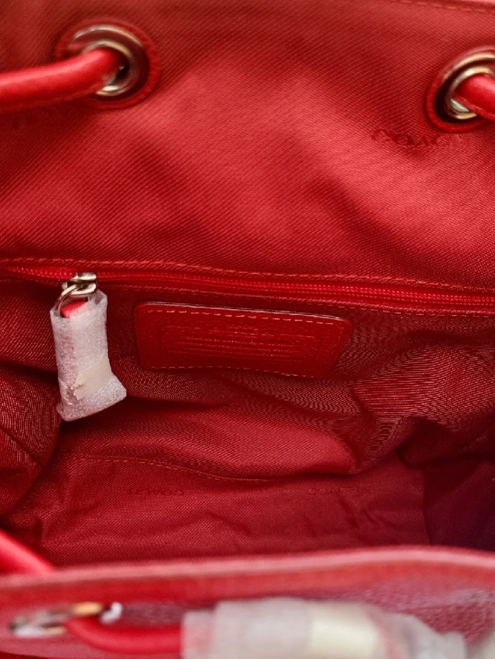 Coach Red Pebbled Leather Mini Turnlock Rucksack Backpack - Picture 14 of 16